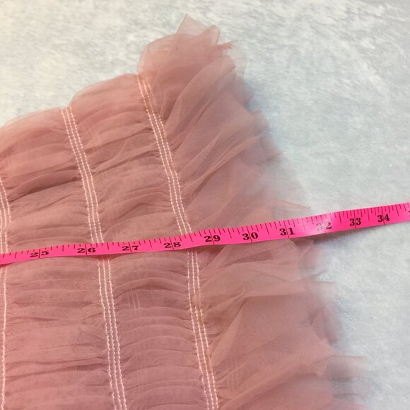 Lulus Utterly Adored Mini Dress Sz S Womans Pink Tulle Textured Puff Sleeve Bow - Picture 12 of 14